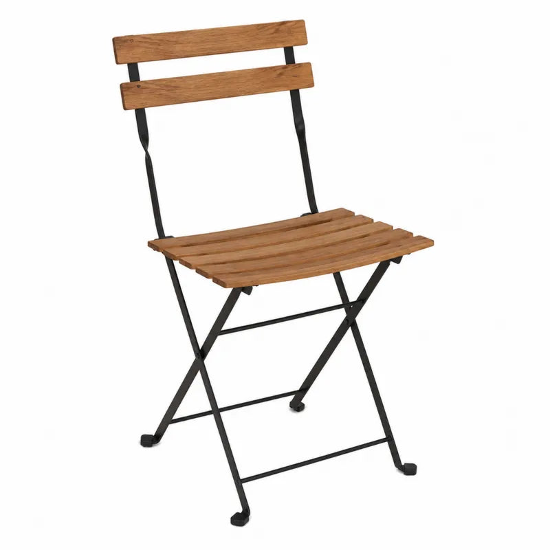 Krzesło składane drewno akacjowe i stal czarna 82cm
