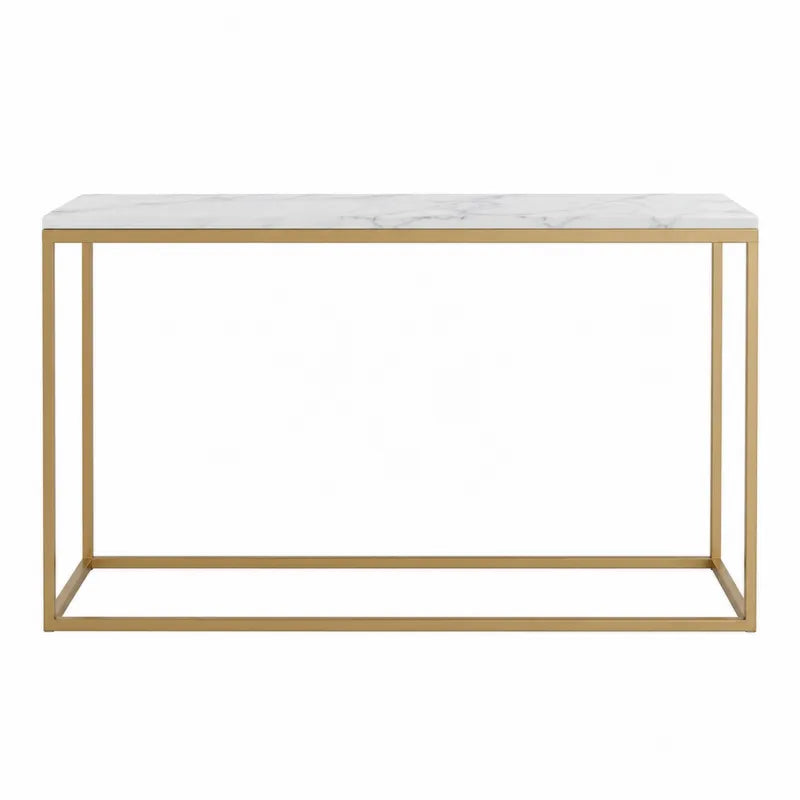 Stolik marmurowy z metalowym stelażem złoty 100x30x75 cm