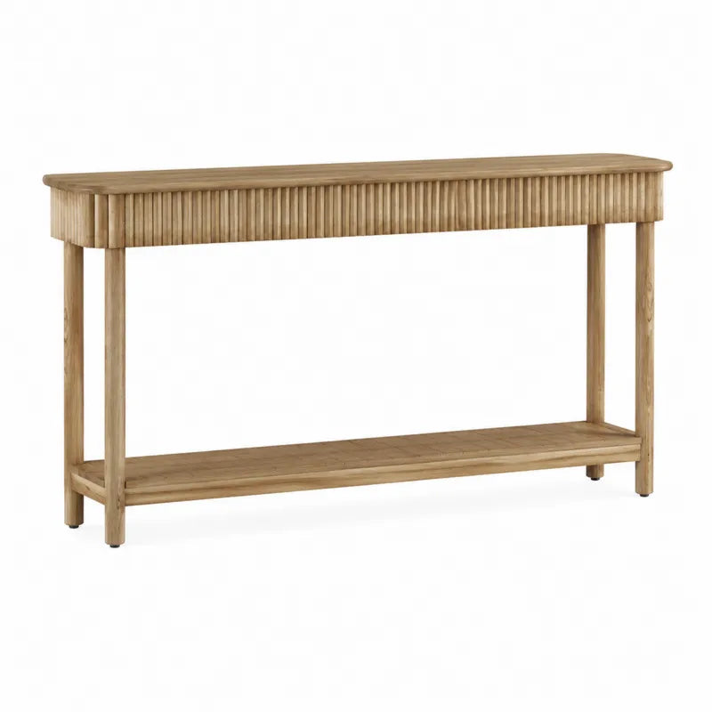 Konsola drewniana dębowa z półką 120 cm