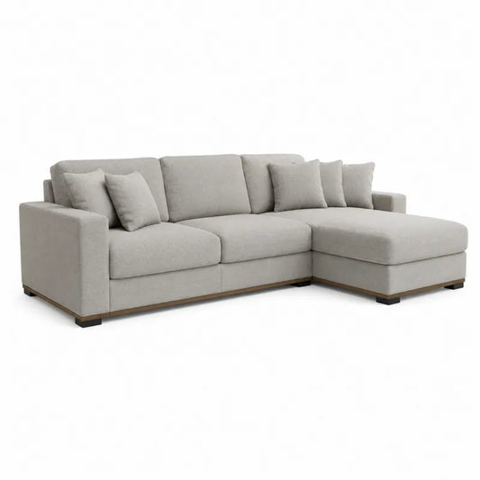 Sofa modułowa z szezlongiem, beżowy len, 250x150x85 cm