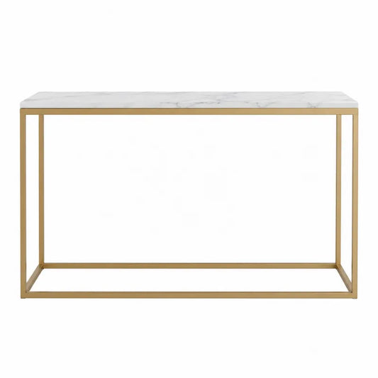 Stolik marmurowy z metalowym stelażem złoty 100x30x75 cm