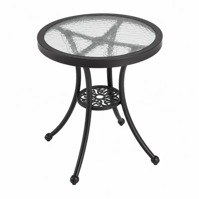 Okrągły stół z hartowanego szkła i metalu czarny 60 cm