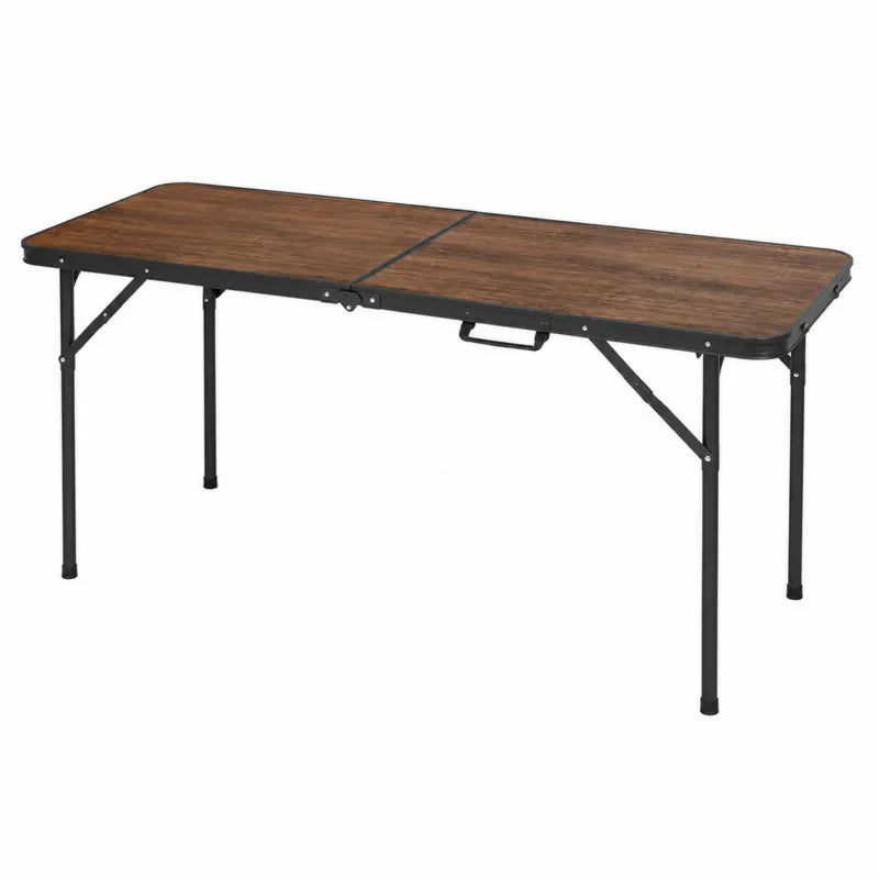 Stół składany prostokątny 120x60 cm brązowy z metalu i laminatu