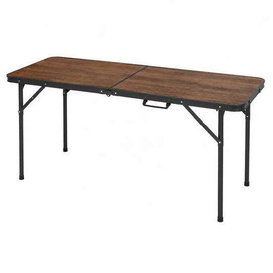 Stół składany prostokątny 120x60 cm brązowy z metalu i laminatu