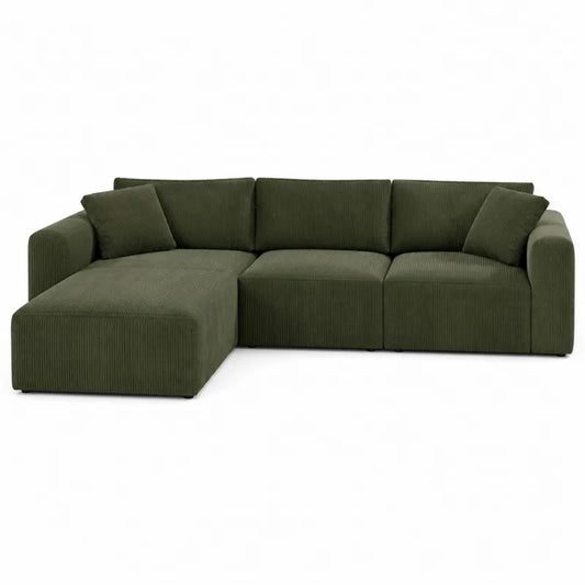 Modułowa sofa narożna sztruks oliwkowy 300x200 cm